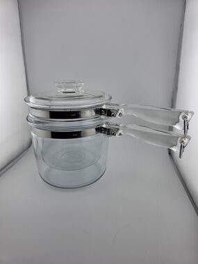 Vintage Pyrex Flameware 6283 Glass Double Boiler Set